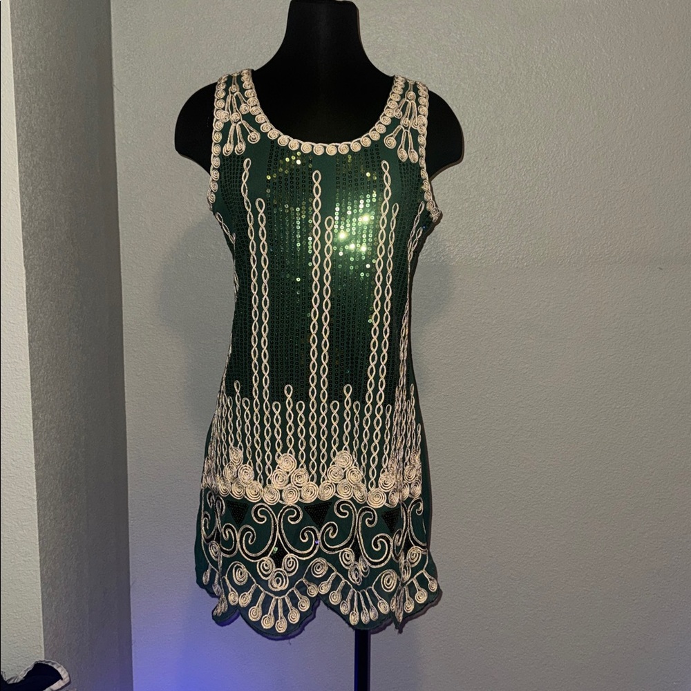 Embroidered sequin dress